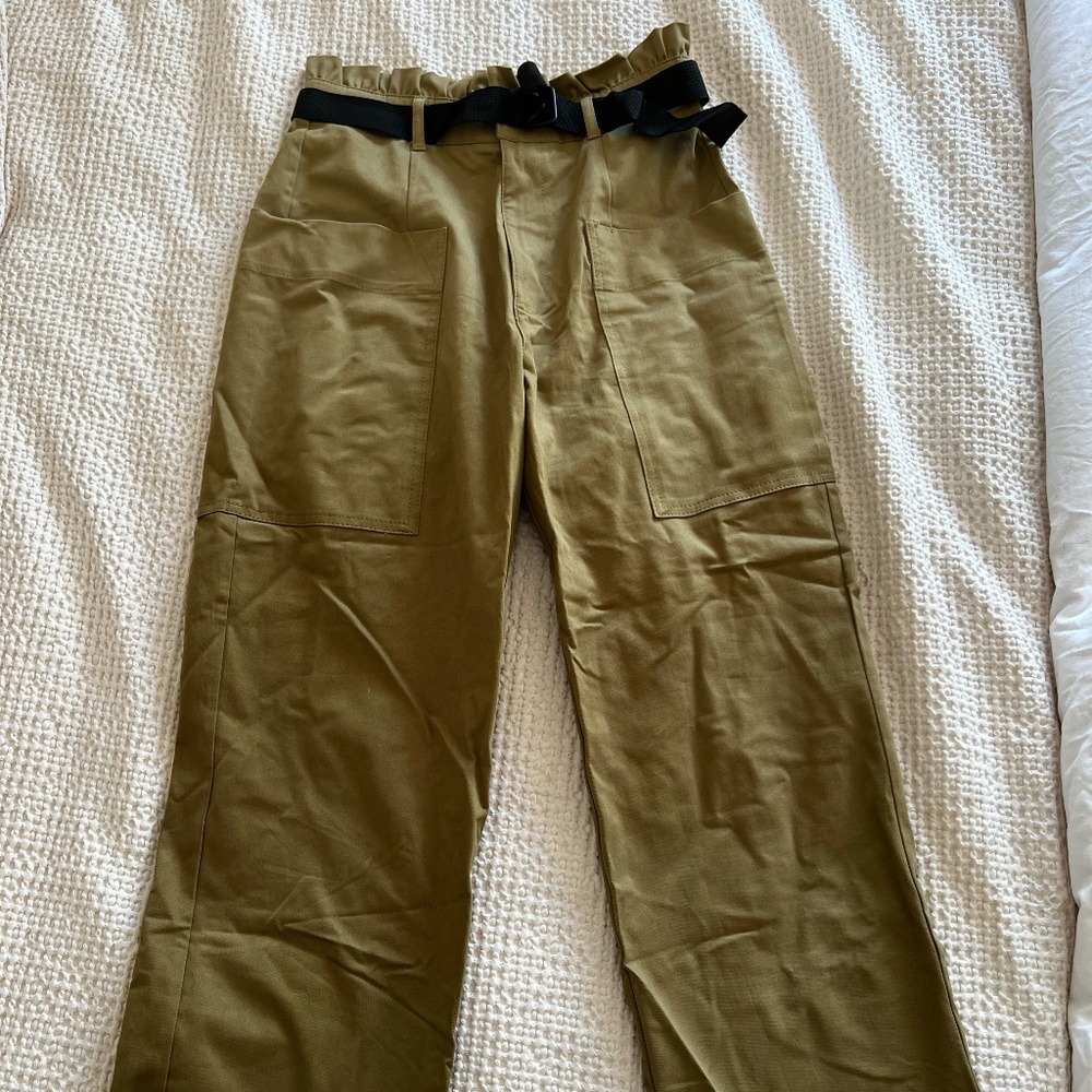 Zara green wide leg pant